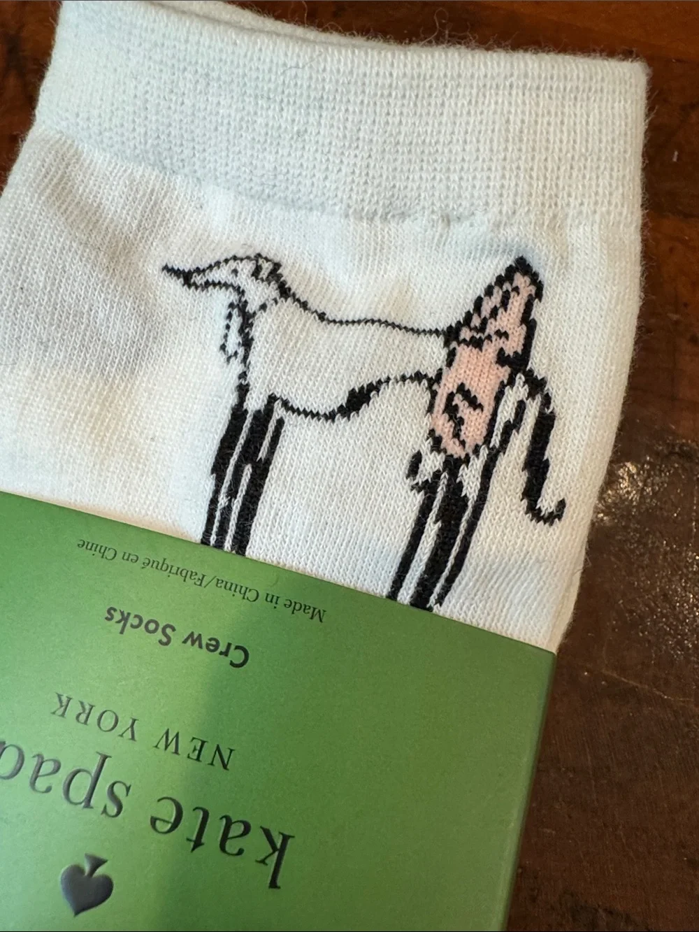 kate spade White Crew Socks with Pink and Black Detail